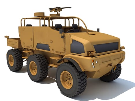 Military Vehicle 3D rendering model on white background