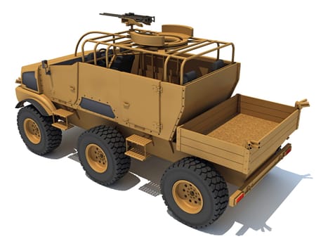 Military Vehicle 3D rendering model on white background