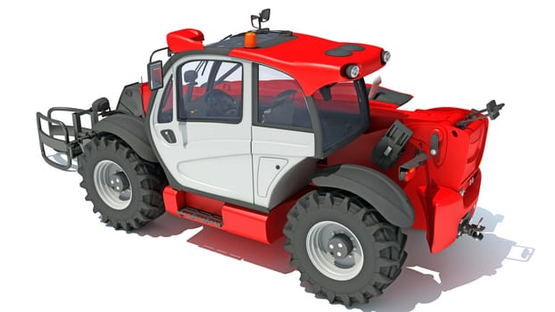 Telehandler heavy construction machinery 3D rendering model on white background