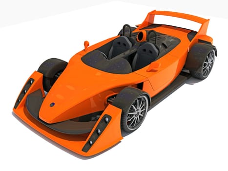 Race Car 3D rendering model on white background