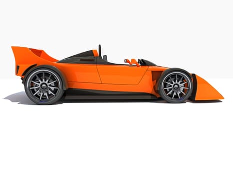 Race Car 3D rendering model on white background