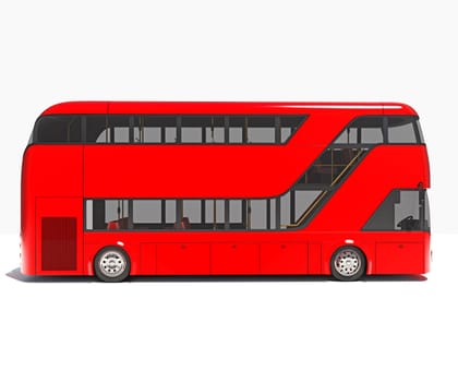 Double Decker City Bus 3D rendering model on white background