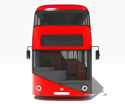 Double Decker City Bus 3D rendering model on white background