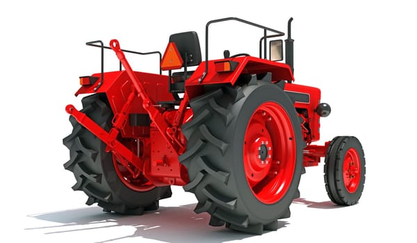 Farm Tractor 3D rendering model on white background