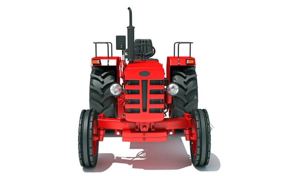 Farm Tractor 3D rendering model on white background