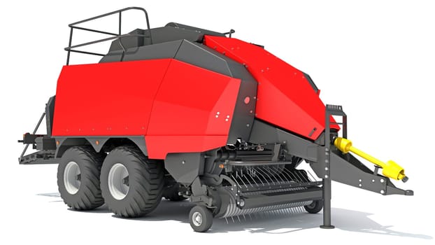 Large Square Baler farm equipment 3D rendering model on white background