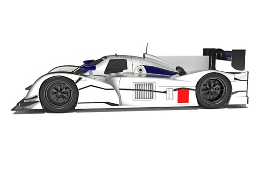 Race Car 3D rendering model on white background