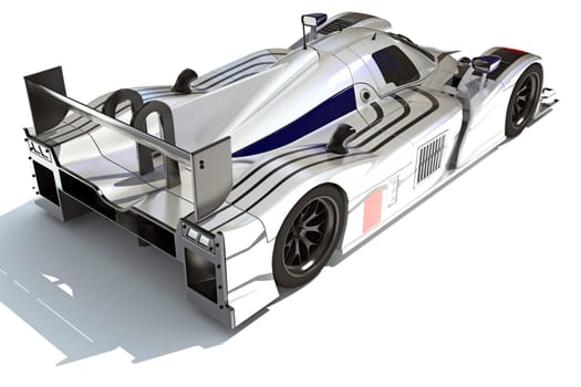 Race Car 3D rendering model on white background