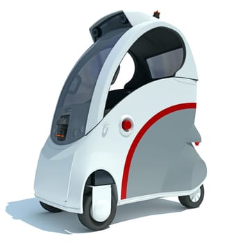 Robot Future Car 3D rendering model on white background