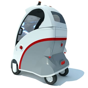 Robot Future Car 3D rendering model on white background