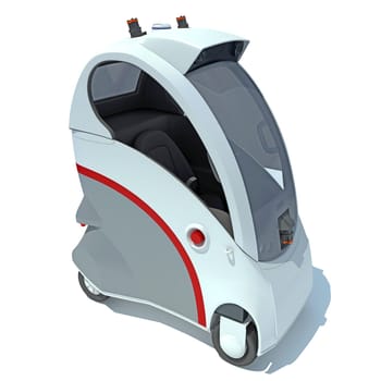 Robot Future Car 3D rendering model on white background