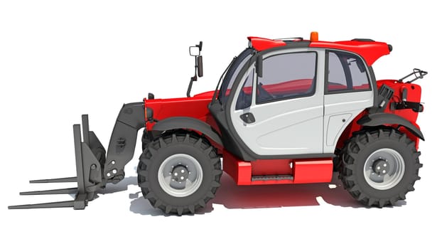 Telescopic Wheel Loader 3D rendering model on white background