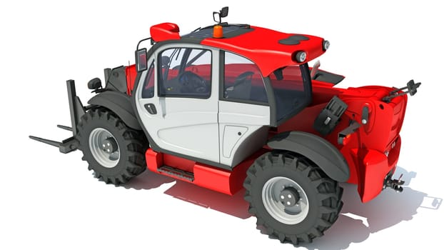 Telescopic Wheel Loader 3D rendering model on white background