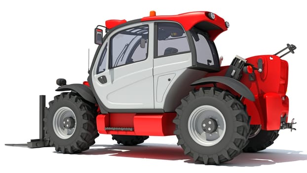 Telescopic Wheel Loader 3D rendering model on white background