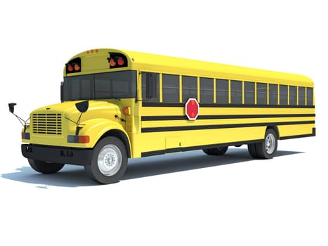School Bus 3D rendering model on white background
