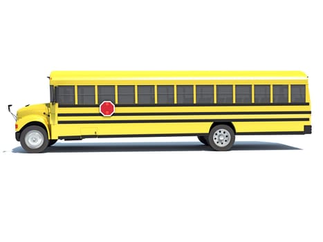 School Bus 3D rendering model on white background