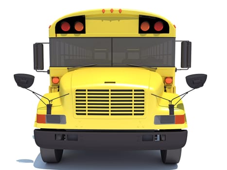 School Bus 3D rendering model on white background