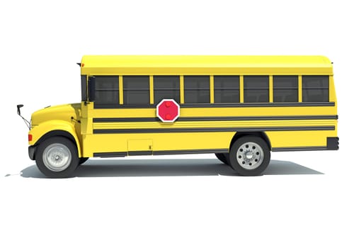 School Bus 3D rendering model on white background