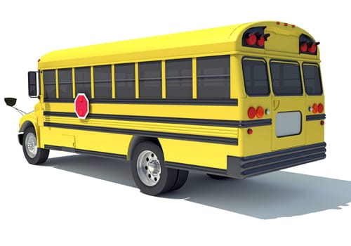 School Bus 3D rendering model on white background