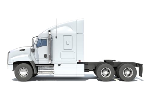 Semi Truck 3D rendering model on white background