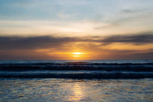 Affirmation photo You are free to be different Love yourself sunset over the sea horizon orange sky clouds dark sea water edge sand.