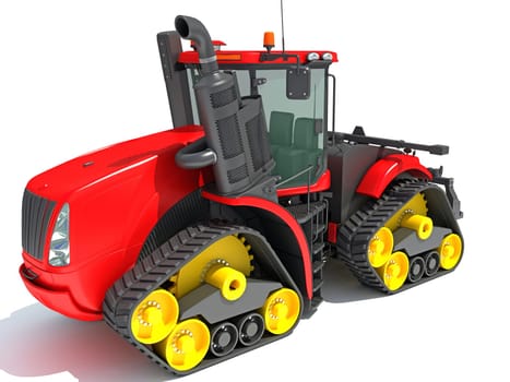 Farm Tractor 3D rendering model on white background