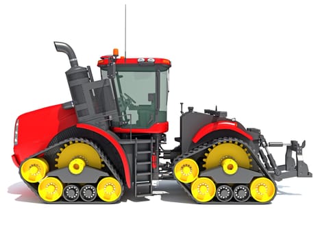 Farm Tractor 3D rendering model on white background