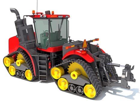 Farm Tractor 3D rendering model on white background