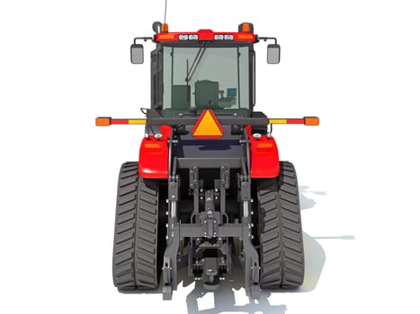 Farm Tractor 3D rendering model on white background