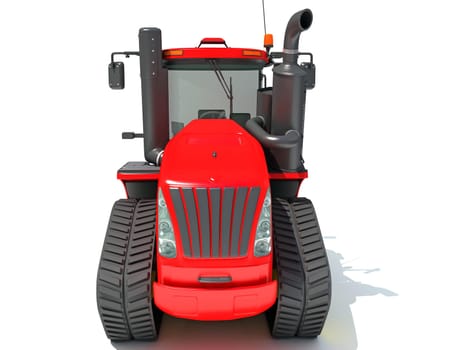 Farm Tractor 3D rendering model on white background