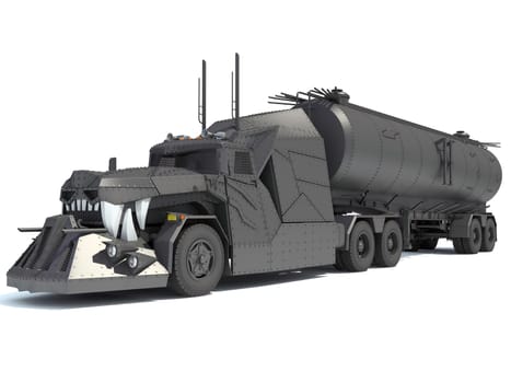 Semi Truck 3D rendering model on white background