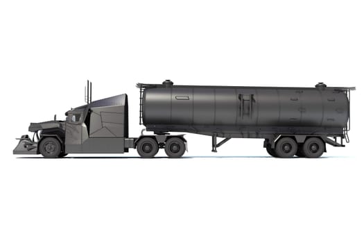 Semi Truck 3D rendering model on white background