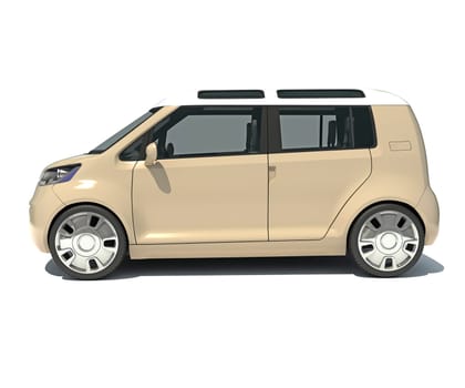 Car 3D rendering model on white background