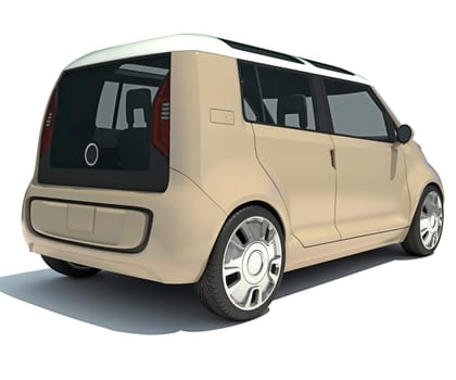 Car 3D rendering model on white background