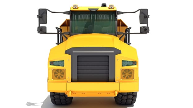 Dump Truck 3D rendering model heavy construction machinery on white background