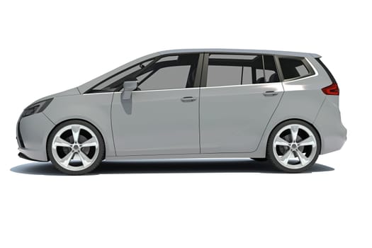 Car 3D rendering model on white background