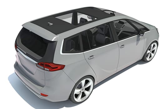 Car 3D rendering model on white background