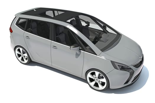 Car 3D rendering model on white background