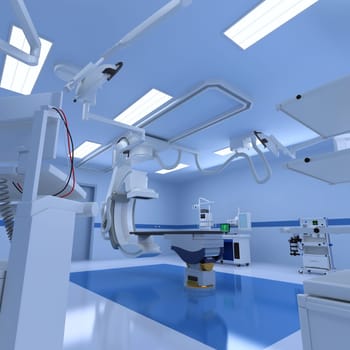 Hospital Medical Hybrid Operating Room 3D rendering model on white background