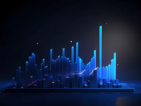 Humans hand shows on hi-tech cyber digital screen with financial graphs. Business analytics concept image