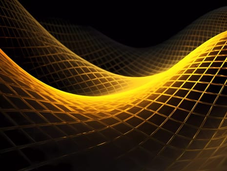 Yellow Wave of dots and weave lines. Abstract background. Network connection structure