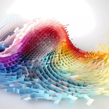 Colored Wave of dots and weave lines. Abstract background. Network connection structure