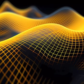 Yellow Wave of dots and weave lines. Abstract background. Network connection structure