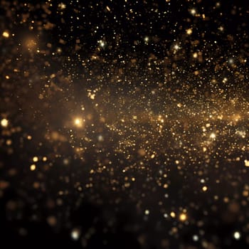 Dark background with golden glowing. Small gold particles on a black background