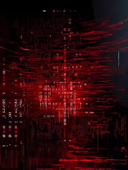 Computer background with red digits and symbols on a black background