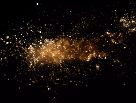 Dark background with golden glowing. Small gold particles on a black background