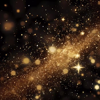 Dark background with golden glowing. Small gold particles on a black background