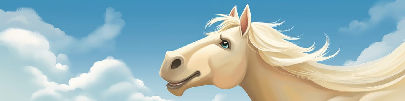 Happy smiling horse outside, animal concept