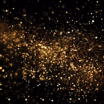 Dark background with golden glowing. Small gold particles on a black background