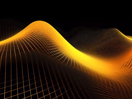 Yellow Wave of dots and weave lines. Abstract background. Network connection structure